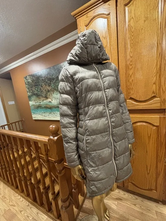 Michael Kors Long Hooded Puffer Coat - Taupe - Picture 6 of 12